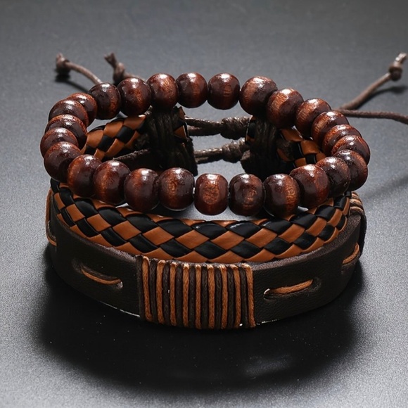 Passion of Essence Other - Multi-Layered Leather Bracelet Set - Casual Style PU Leather Bracelets